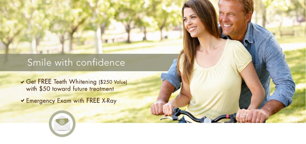 Smile with Confidence. Get Free Teeth Whitening toward future treatment. Emergency Exam with Free X-Ray.
